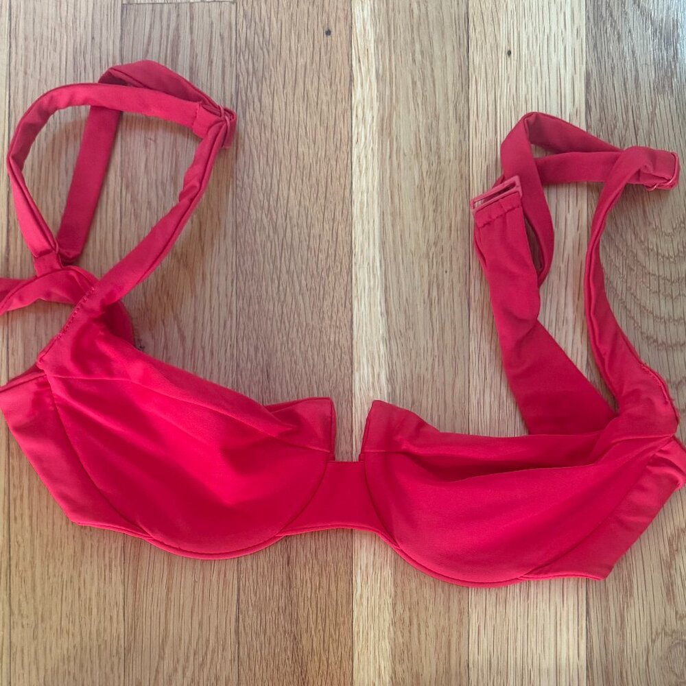 Red balconette bikini top from Ark Swimwear (size L)